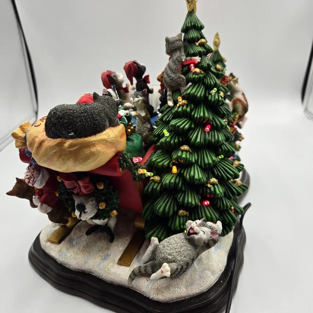 Vtg Danbury Mint Comical‎ Cats Christmas Sleigh Gary Patterson Rare Working HTF